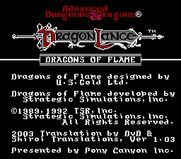 Advanced Dungeons & Dragons - Dragons of Flame (english translation) Title Screen